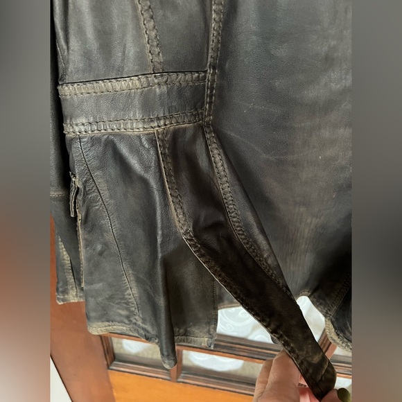 True Religion Soft Genuine Leather Distressed Aged Look Moto Coat Jacket - Picture 12 of 16